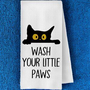 Black Cat Hand Towel Bathroom Decor Halloween Decoration Kitchen Dish Cloth Gift
